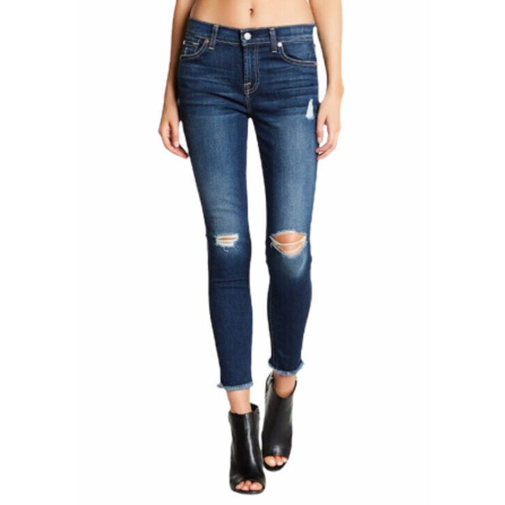 7 For All Mankind Raw Hem Gwenevere Ankle Skinny Jeans size 27 Distressed